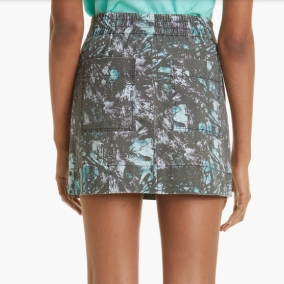 ATM Melillo Abstract Print Ripstop Cotton Skirt Grey Purple Turquoise Camo Sz 6 - Picture 4 of 15